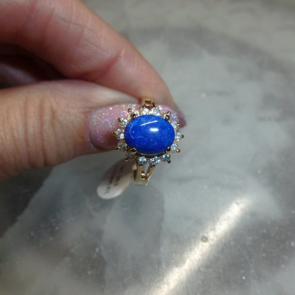 18k Yellow gold EP Lapis Lazuli Swarovski Crystals Designer Dolphin Ore - Picture 9 of 14